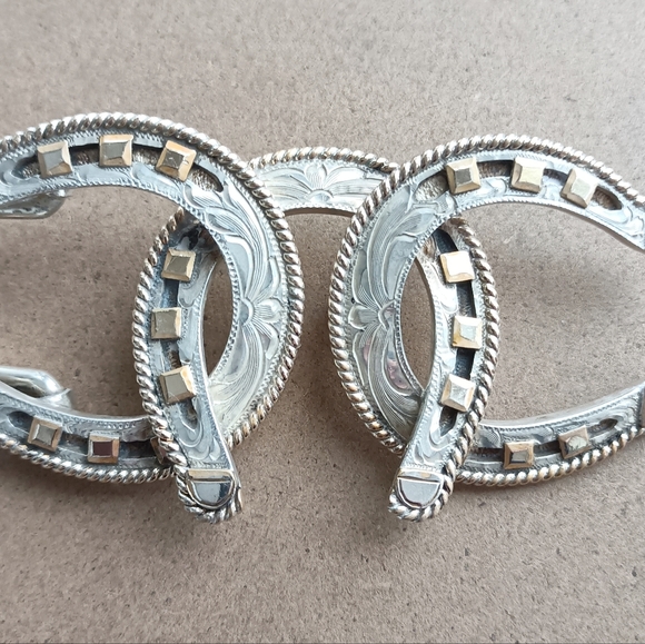 Saddlebags Alligator Belt, .925 & 14k Gold Filled Vogt Triple Horseshoe Buckle - Picture 7 of 11